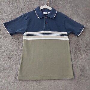 Boys Polo Shirt TKS Basics Size M (5/6) Blue Green Short Sleeve Cotton